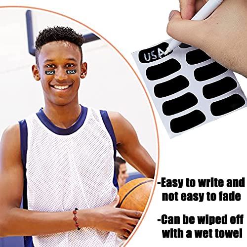 200 Pairs Sports Eye Black Stickers for Kids,Eye Strips Sports Eye Stickers Breathable Eye Strips for Baseball Football Softball Lacrosse Fans on Game Day,with 1 White Pencil