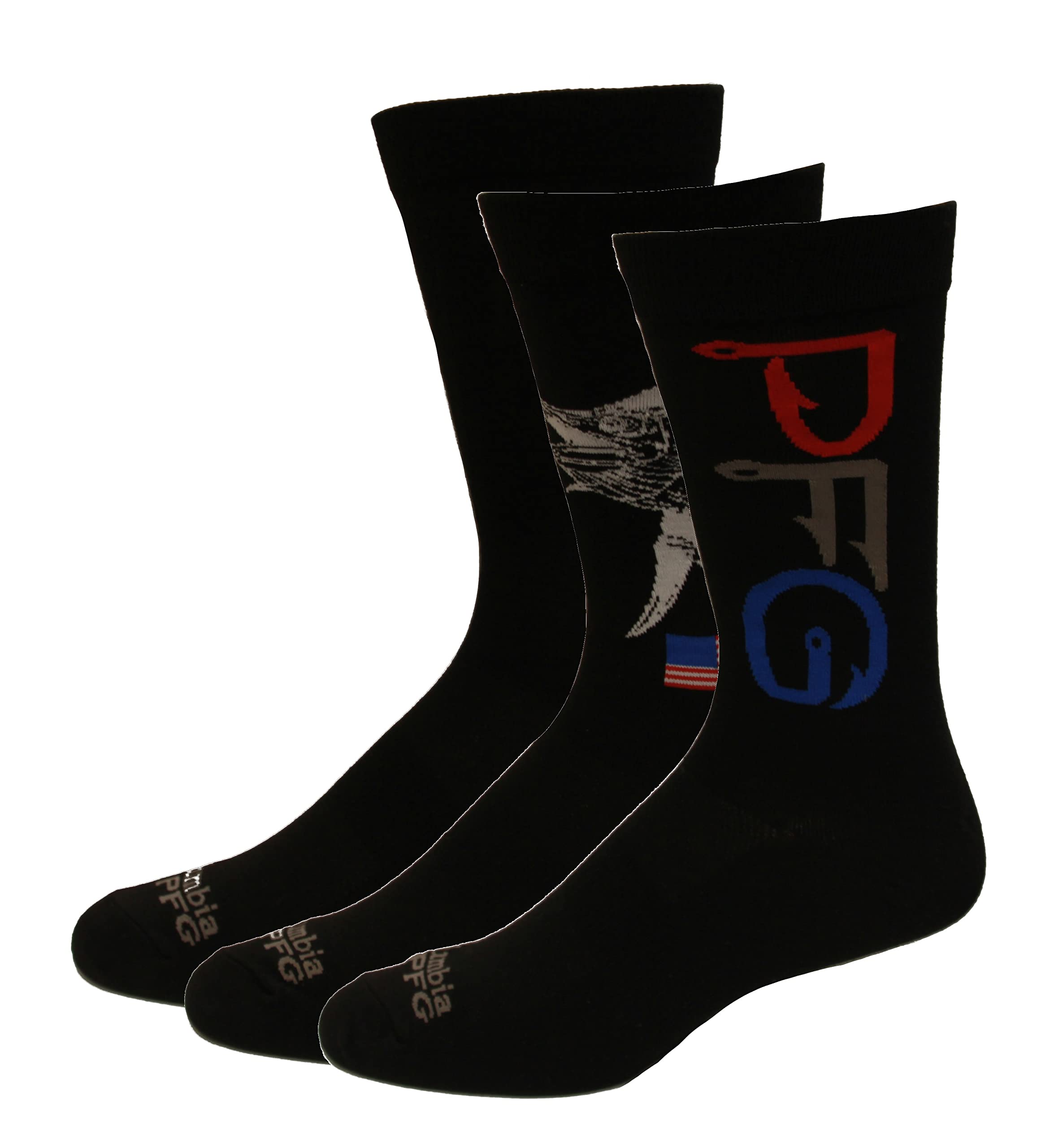 Columbia Men's PFG Billfish Crew Socks 3 Pair, Black, One Size