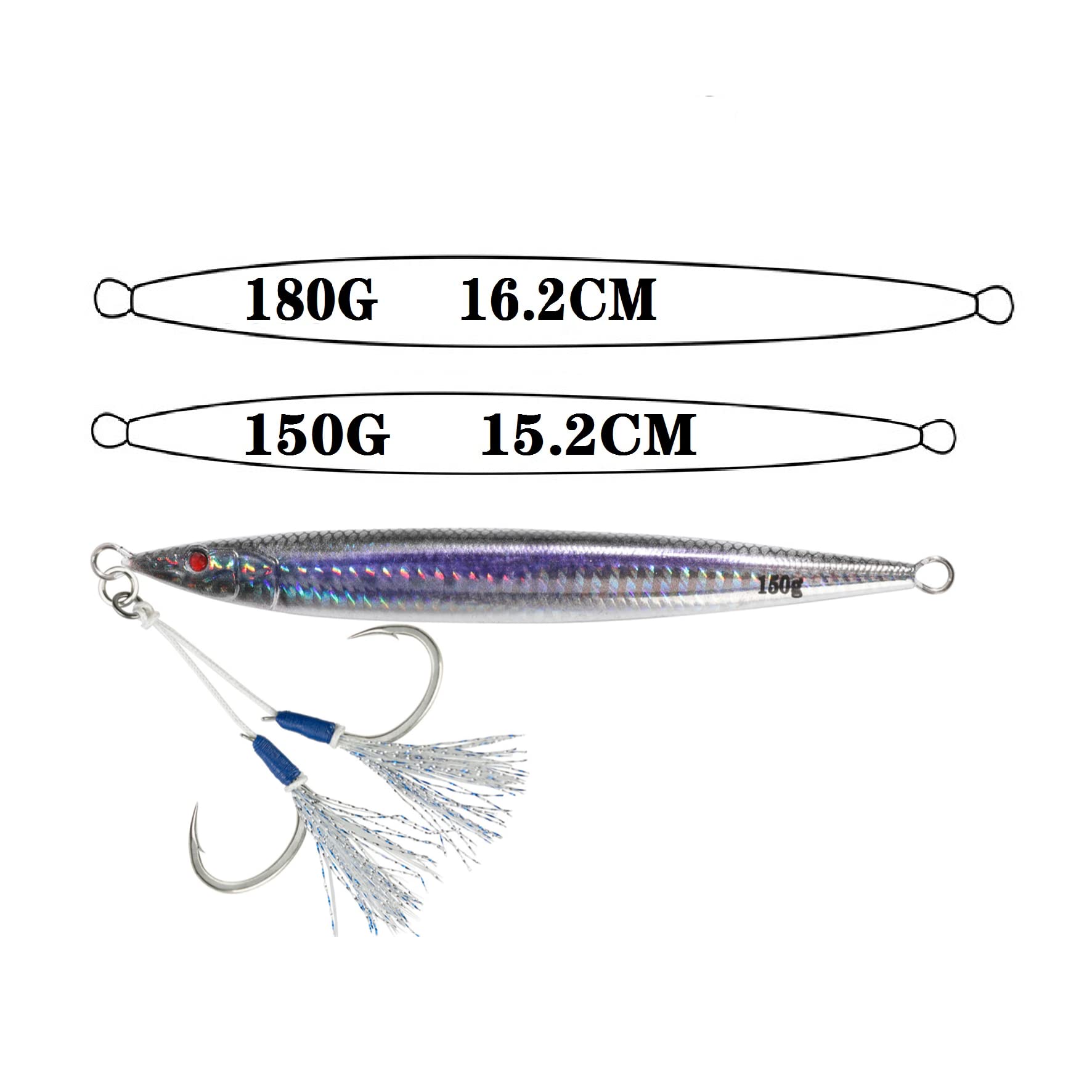 OCEAN CAT Slow Pitch Jig Flat Fall Saltwater Fishing Lures Sinking Lead Metal Flat Jigging Baits (Purple&Silver, 180g)