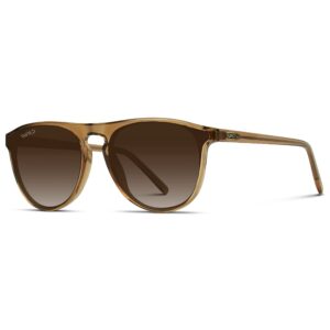 WMP Eyewear - Modern One Bridge Large Round Sunglasses (Crystal Brown Frame/Gradient Brown Lens)