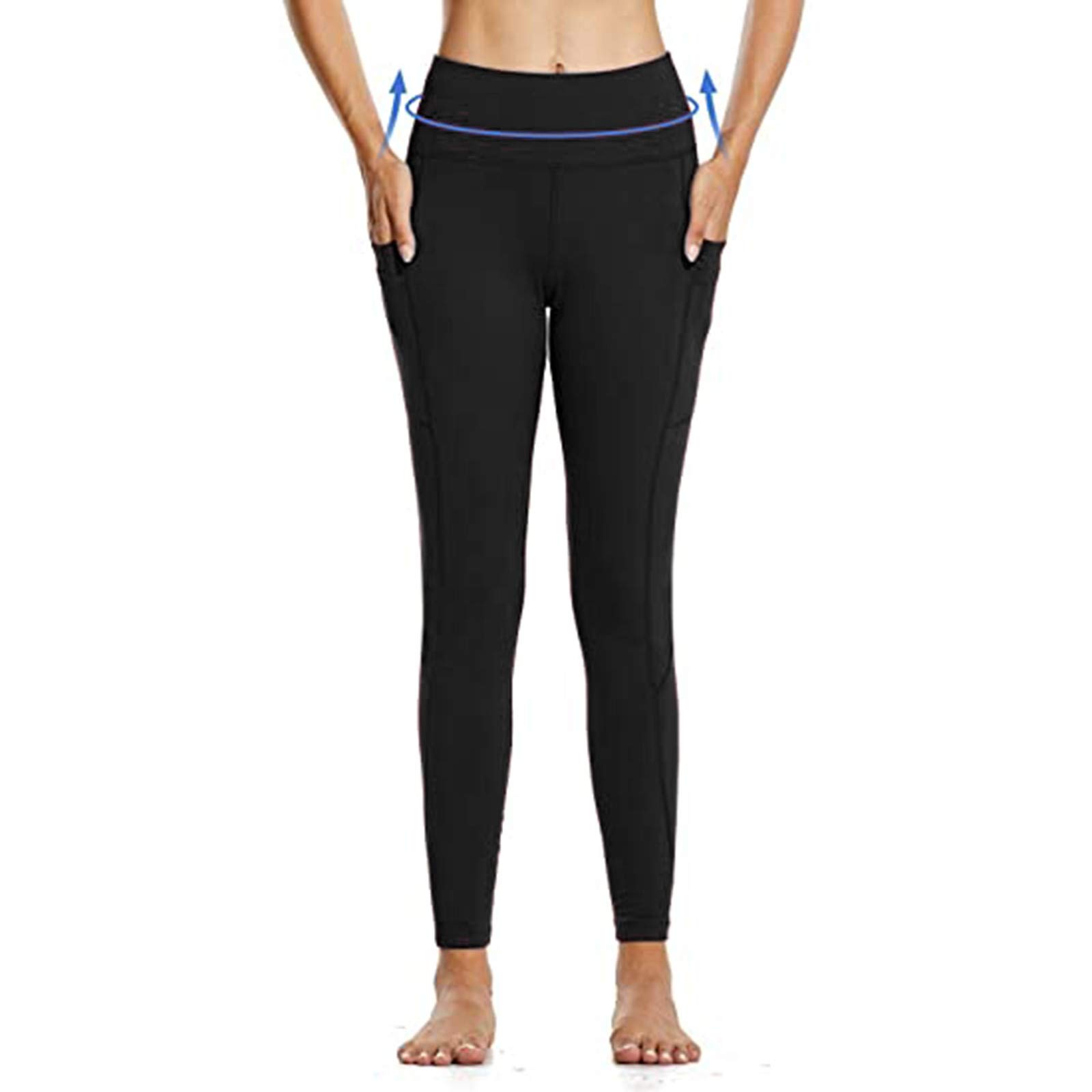 V Cross High Waisted Yoga Leggings Tummy Control 4 Way Stretch Workout Leggings Inseam 25" /28" Black