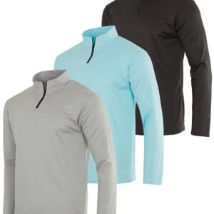 3 Pack:Men's Quarter 1/4 Zip Pullover Long Sleeve Athletic Mesh Quick Dry Dri Fit Shirt Gym Running Performance Golf Half Zip Up Top Thermal Workout Sweatshirts Sweater Sports Track Jacket-Set 5,XXXL