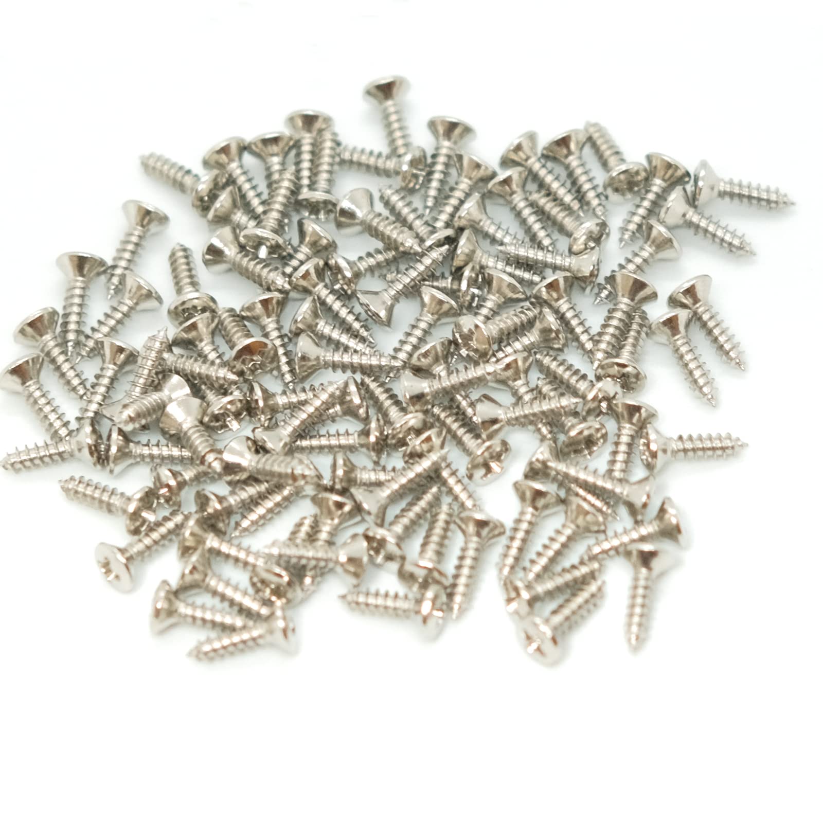 3MM Electric Guitar Bass Pickguard Screws Pick Guards Scratch Plate Mounting Screws for Fender Strat Tele SG LP Guitar Bass Replacement (Chrome 100 Pack)