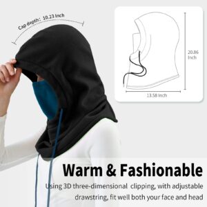 Achiou Ski Mask for Men Women, Winter Balaclava Warm Windproof Face Mask, Full Head Cover Scarf Neck for Cold Weather Black