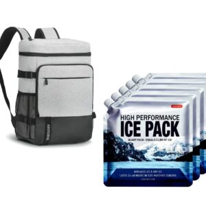 40 Cans Backpack Cooler Leakproof Lightweight Insulated with 5 Ice Pack for Coolers Long Lasting for Lunch Picnic Fishing Hiking Camping Park Beach