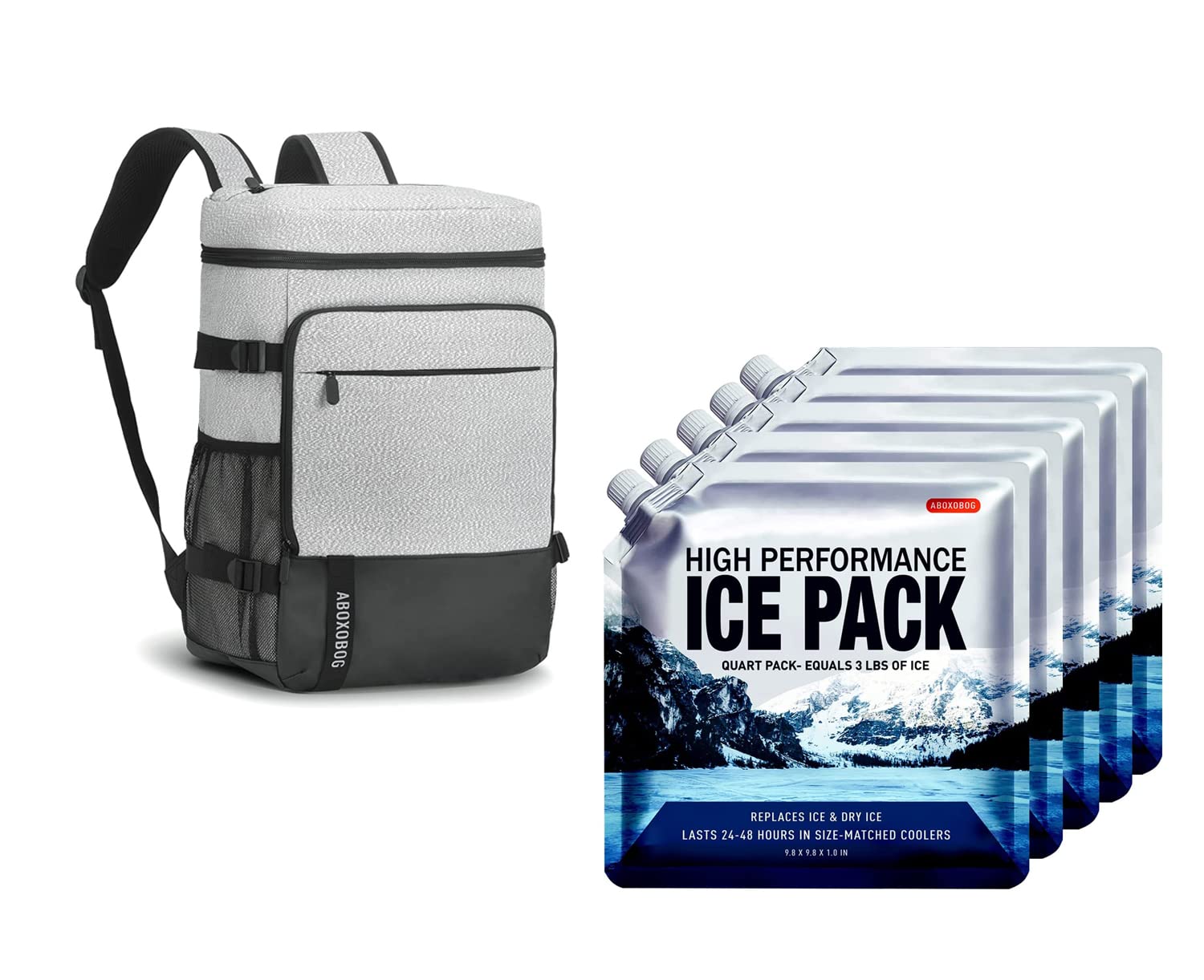 40 Cans Backpack Cooler Leakproof Lightweight Insulated with 5 Ice Pack for Coolers Long Lasting for Lunch Picnic Fishing Hiking Camping Park Beach