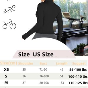 Aolpioon Women's Quick Dry Stretchy Sweat Shirt Long Sleeve Athletic Crop Jackets Yoga Tennis Golf Tight Fitted Light Jacket Black L