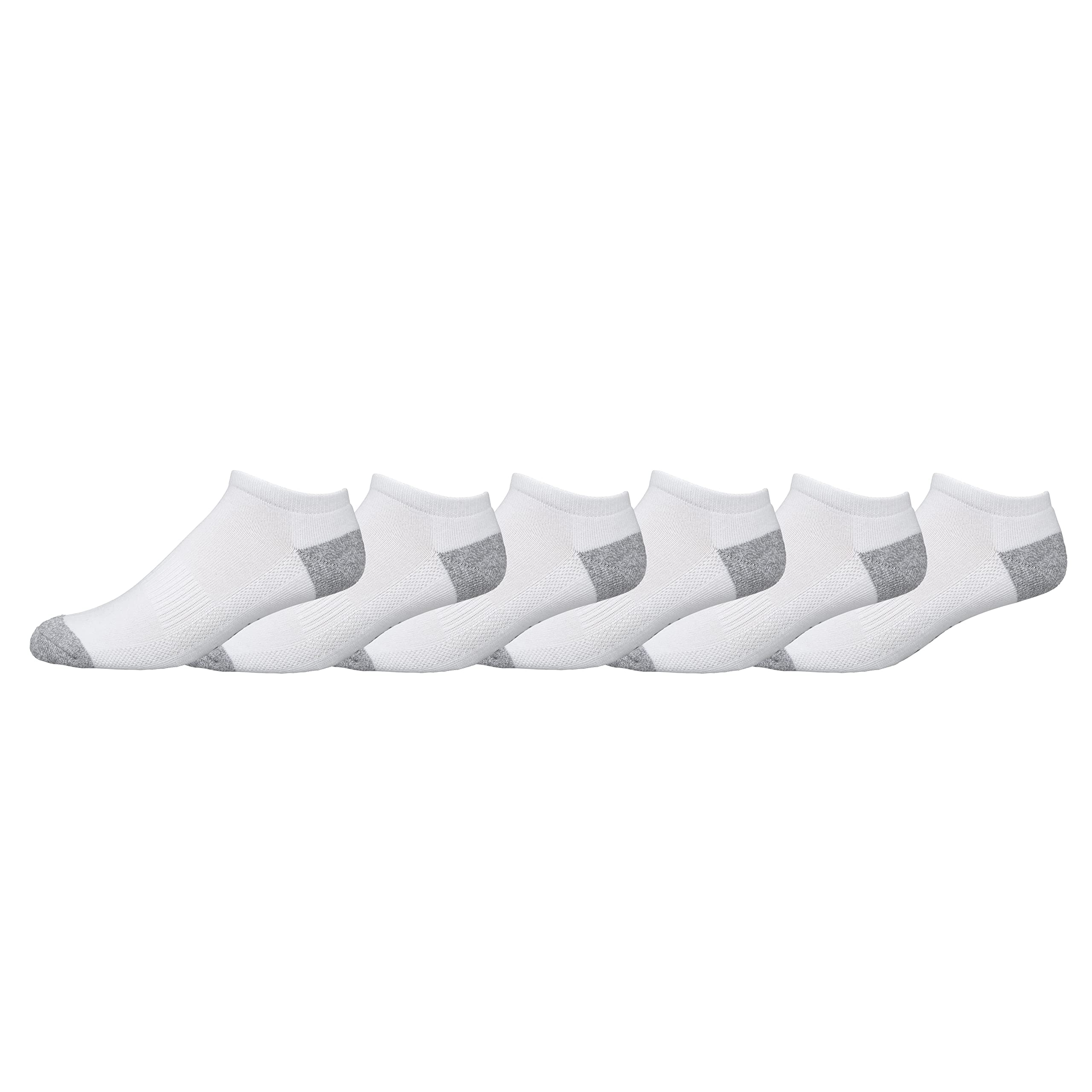 Columbia Men's Half Cushion No-Show Extended Socks 3 Pair, White w/Contrast Heel & Toe, Extended Size