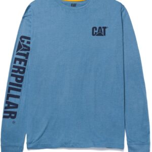 Caterpillar Men's Trademark Banner Long Sleeve Tee Shirts with Center Back Neck Wire Management Loop and CAT Logo, Real Teal Heather, X-Large