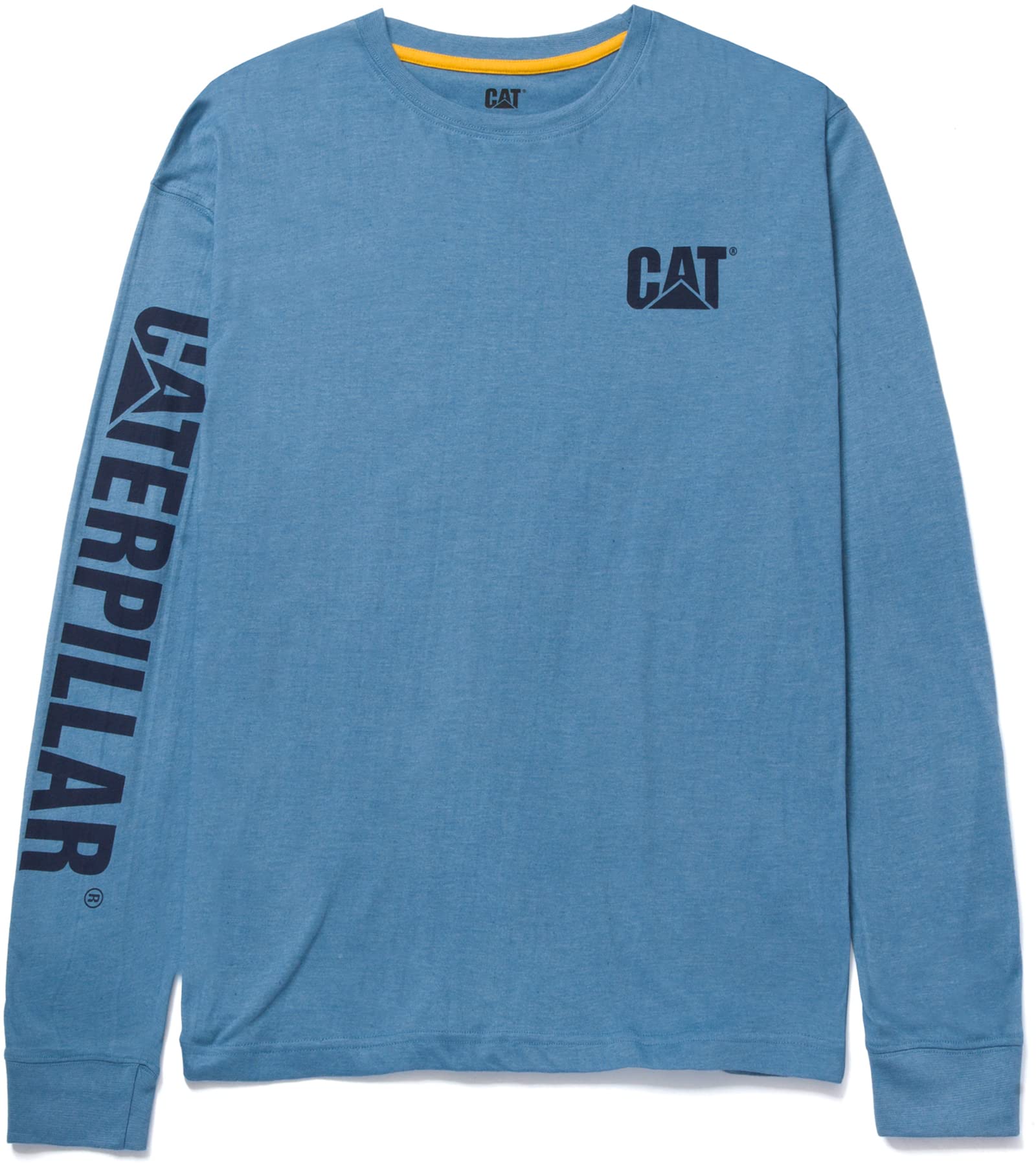 Caterpillar Men's Trademark Banner Long Sleeve Tee Shirts with Center Back Neck Wire Management Loop and CAT Logo, Real Teal Heather, X-Large