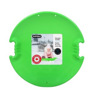 superio round snow saucer sled, green spiral 26" avalanche circle plastic sledding disc, winter snow fun for kids and adults