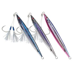 OCEAN CAT Slow Pitch Jig Flat Fall Saltwater Fishing Lures Sinking Lead Metal Flat Jigging Baits (Purple&Silver, 180g)