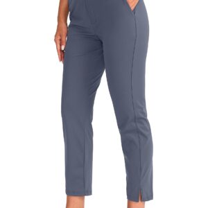 YYV Women's Golf Pants Stretch Work Ankle Pants High Waist Dress Pants with Pockets for Yoga Business Travel Casual(Dusty Blue X-Large)