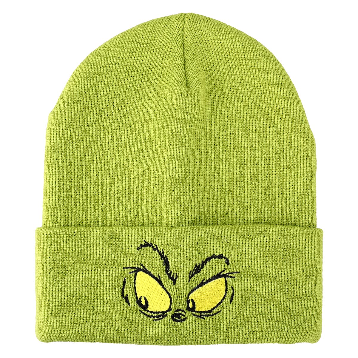 Bioworld Grinch Face Green Embroidered Cuffed Knitted Beanie for Christmas