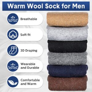 Kenning Pairs Men Heavy Thick Wool Socks Soft Warm Winter Socks Heavy Boot Thermal Socks for Men Cozy Winter Crew Socks for Cold Weather Hiking One Size