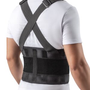 hidrolight – back brace with suspension - lower back pain relief products, lower lumbar support for heavy lifting, back posture corrector for women and men, gait belt - black, large