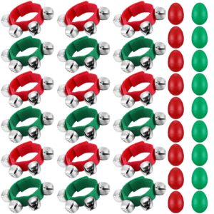 hydren 36 pieces christmas shaker musical instruments for kids 18 egg shakers and 18 wrist hand bells for christmas party birthday party favors