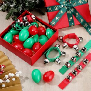 HyDren 36 Pieces Christmas Shaker Musical Instruments for Kids 18 Egg Shakers and 18 Wrist Hand Bells for Christmas Party Birthday Party Favors