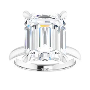 10k solid white gold handmade engagement rings, 5 ct emerald cut moissanite diamond solitaire wedding/bridal rings for women/her, minimalist anniversary ring gifts (4)