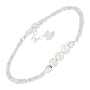 silpada 'pearl city' sterling silver freshwater pearl chain bracelet, 7" + 1"