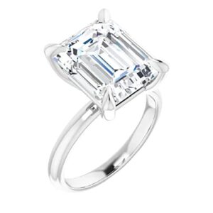 10K Solid White Gold Handmade Engagement Rings, 5 CT Emerald Cut Moissanite Diamond Solitaire Wedding/Bridal Rings for Women/Her, Minimalist Anniversary Ring Gifts (4)