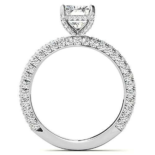 Kiara Gems 1.60 CT Radiant Moissanite Engagement Ring Wedding Bridal Ring Set Solitaire Accent 4-Prong-Setting 10K 14K 18K Solid Gold Sterling Silver Anniversary Promise Ring Gift for Her (11.5)