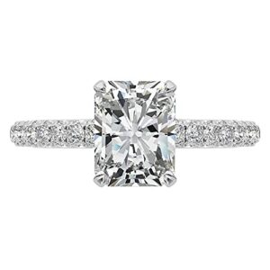 Kiara Gems 1.60 CT Radiant Moissanite Engagement Ring Wedding Bridal Ring Set Solitaire Accent 4-Prong-Setting 10K 14K 18K Solid Gold Sterling Silver Anniversary Promise Ring Gift for Her (11.5)