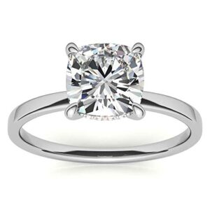 10K Solid White Gold Handmade Engagement Ring 1 CT Cushion Cut Moissanite Diamond Solitaire Wedding/Bridal Ring for Womens/Her Propose Ring Set (4)