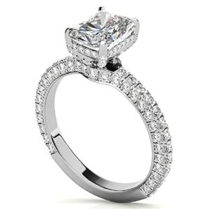 Kiara Gems 1.60 CT Radiant Moissanite Engagement Ring Wedding Bridal Ring Set Solitaire Accent 4-Prong-Setting 10K 14K 18K Solid Gold Sterling Silver Anniversary Promise Ring Gift for Her (11.5)