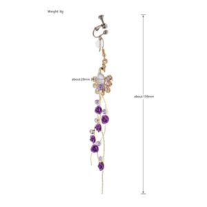 Peacock Pendant Nipple Breast Clamps Clips Nipple Noose Non Piercing Nipple Rings Jewelry Clip on Dangle Earrings for Women Purple