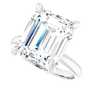 10K Solid White Gold Handmade Engagement Rings, 5 CT Emerald Cut Moissanite Diamond Solitaire Wedding/Bridal Rings for Women/Her, Minimalist Anniversary Ring Gifts (4)