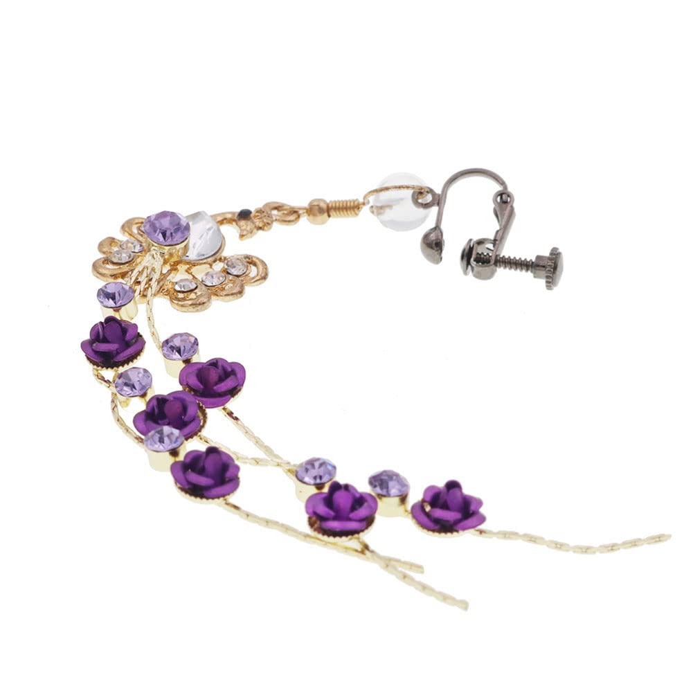 Peacock Pendant Nipple Breast Clamps Clips Nipple Noose Non Piercing Nipple Rings Jewelry Clip on Dangle Earrings for Women Purple