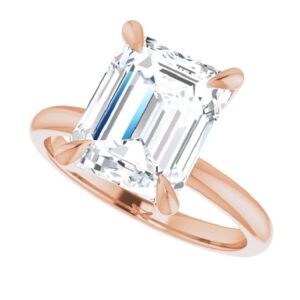 10k solid rose gold handmade engagement rings, 4 ct emerald cut moissanite diamond solitaire wedding/bridal rings for women/her, minimalist anniversary ring gifts (4.5)