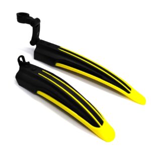 WIROJ Adjustable Road Mountain Bike Bicycle Cycling Tire Front and Rear Mud Guards Mudguard Fenders Set (Yellow & Black)