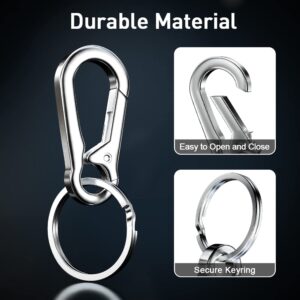 4Pcs Metal Carabiner Clip Keyring Keychain Key Ring Chain Holder for Car Keys/Purse- Silver Keychain Hook Organizer