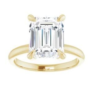 10k solid yellow gold handmade engagement rings, 4 ct emerald cut moissanite diamond solitaire wedding/bridal rings for women/her, minimalist anniversary ring gifts (7)