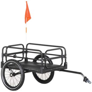 aosom bike cargo trailer bike wagon bicycle trailer with suspension, triple safety features, 16'' wheels, 88 lbs max load