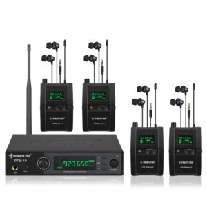 phenyx pro wireless in-ear monitor system, stereo iem system with rack mount kit, 89 frequencies, 900mhz uhf band, 164ft range, suitable for stage & studio (4 bodypacks with transmitter)