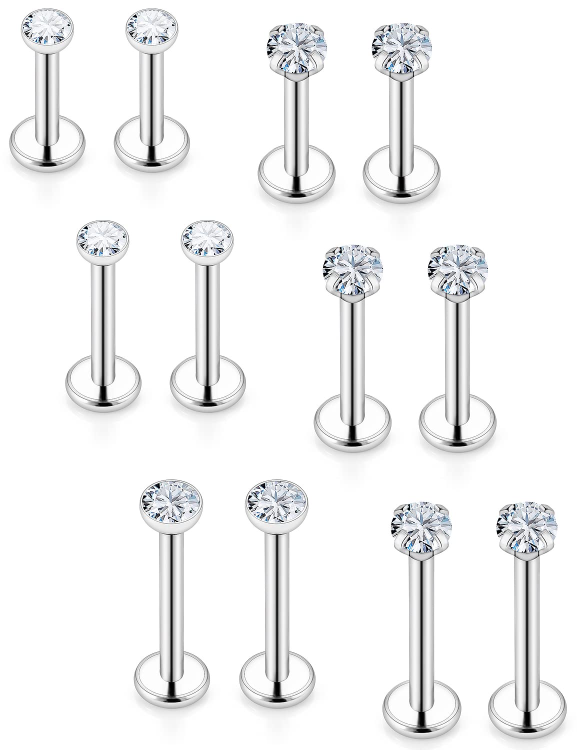 16G Lip Rings For Women Stainless Surgical Steel Labret Jewelry Monroe Lip Ring Medusa Piercing Jewelry Tragus Helix Cartilage Forward Earring Piercing Jewelry For Women 6MM 8MM 10MM Silver 4.5MM CZ