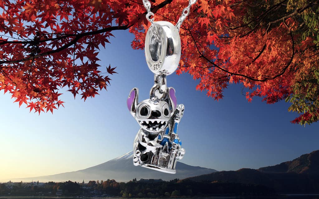 BEEUVIP Stitch Magic castle Dangle Charm 925 Sterling Silver Openwork Bead for Charm Bracelets and Necklaces, Birthday Mothers Day Jewelry Gifts Women