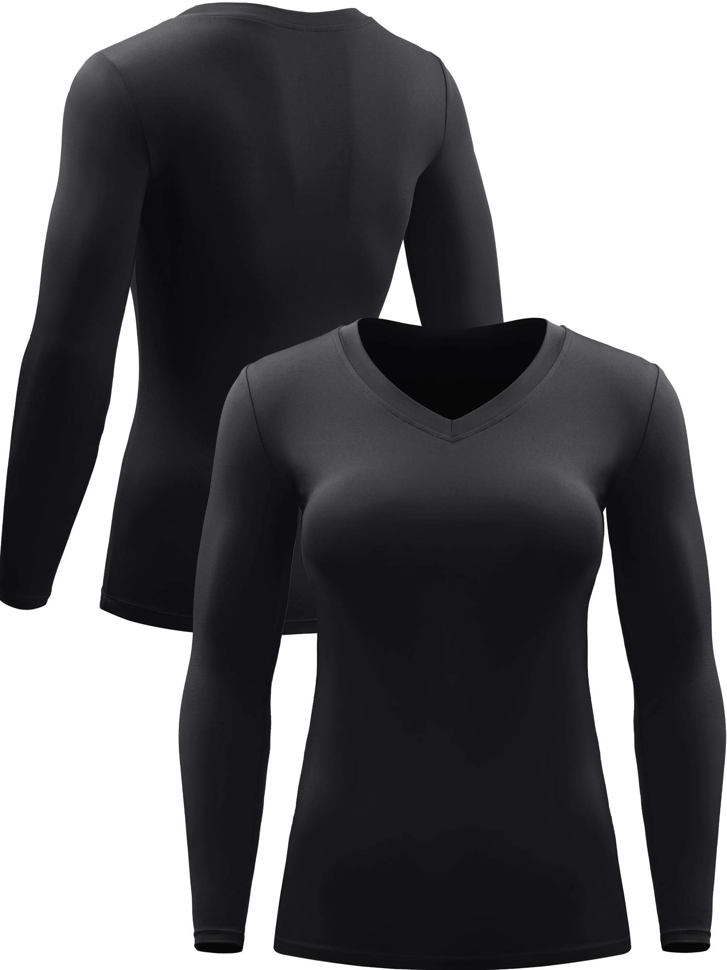 CADMUS Women Long Sleeve Shirt for Workout Dry Fit Yoga Tee Shirts, 3 Pack, Black, Grey, Navy Blue,Large