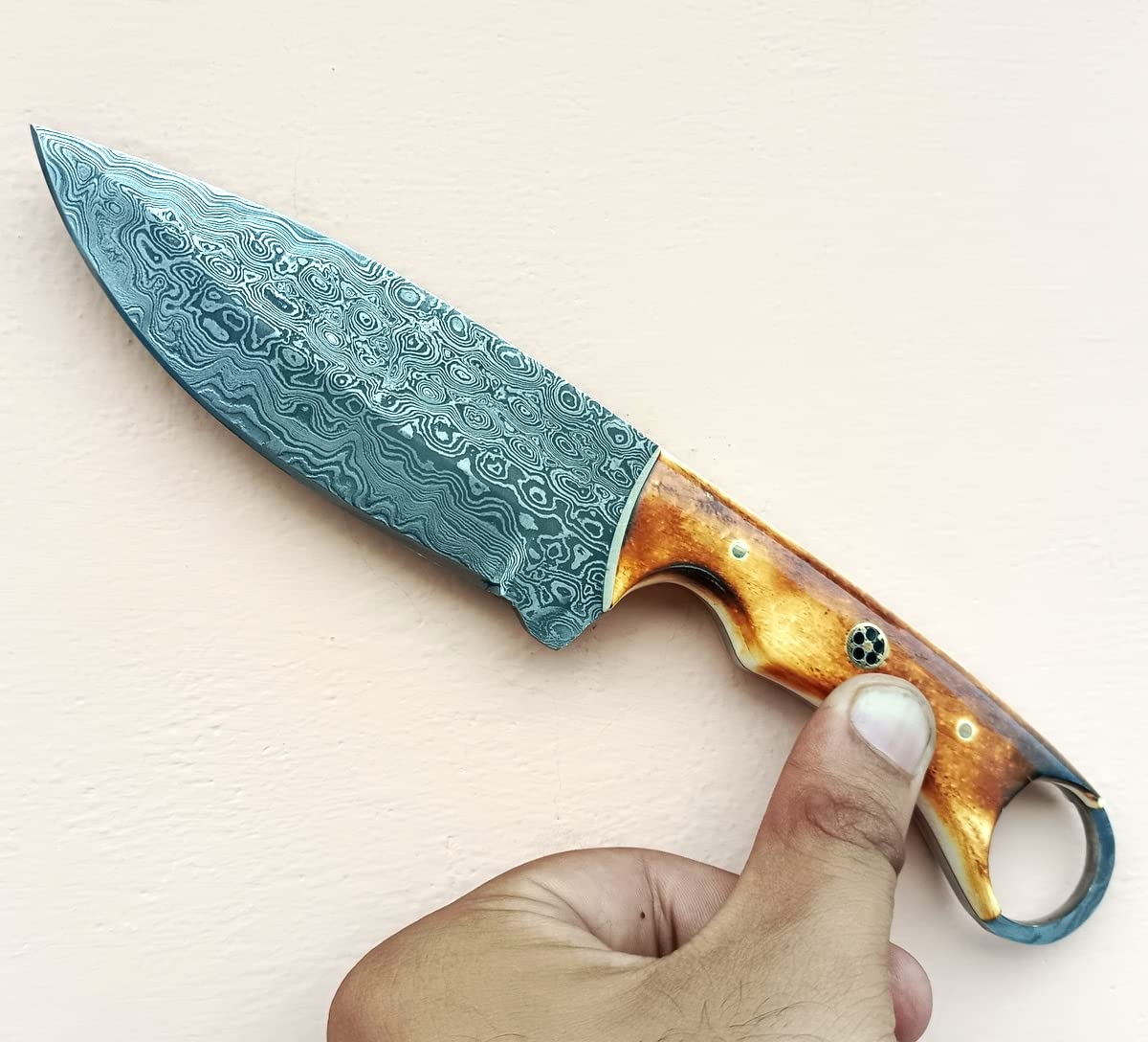 Unique Blades Damascus knife, Hunting knife with sheath, fixed blade Camping knife, Skinner knife, Hand Made Knives