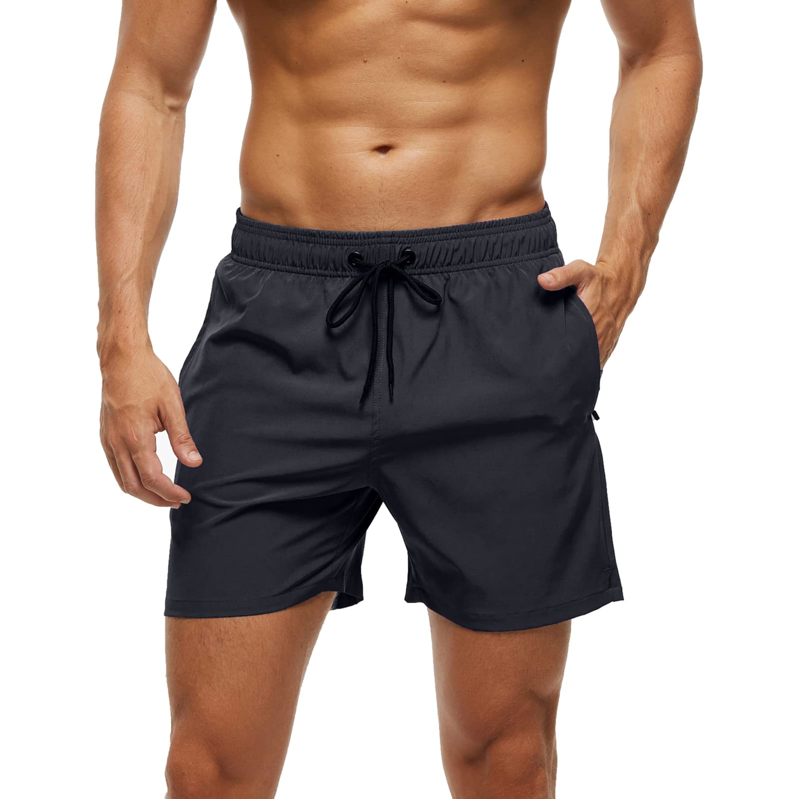 Mens Swimming Trunks Swim Shorts Gym Athletic Workout Running Sports Bike Exercise Golf Tennis Lounge Clothes Casual Summer Beach Board(S, Black)