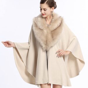 New Deve Newdeve Bridal Capes Shawls Winter Fall Warm Faux Fur Open Wraps Knitted Plus Sizes Sweater Evening Party Cloaks, Khaki, Standard