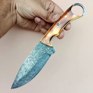 Unique Blades Damascus knife, Hunting knife with sheath, fixed blade Camping knife, Skinner knife, Hand Made Knives