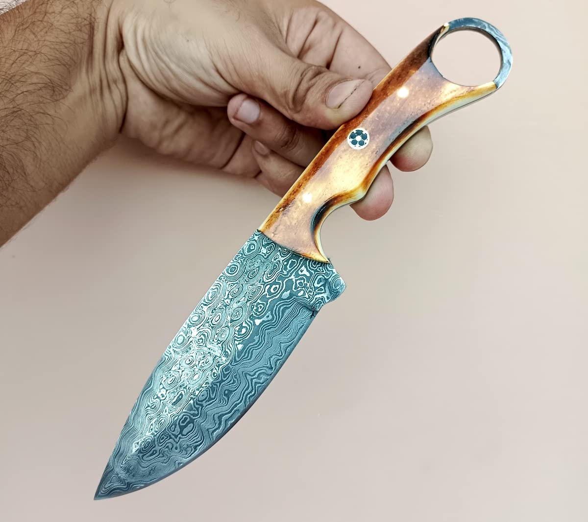 Unique Blades Damascus knife, Hunting knife with sheath, fixed blade Camping knife, Skinner knife, Hand Made Knives