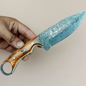 Unique Blades Damascus knife, Hunting knife with sheath, fixed blade Camping knife, Skinner knife, Hand Made Knives