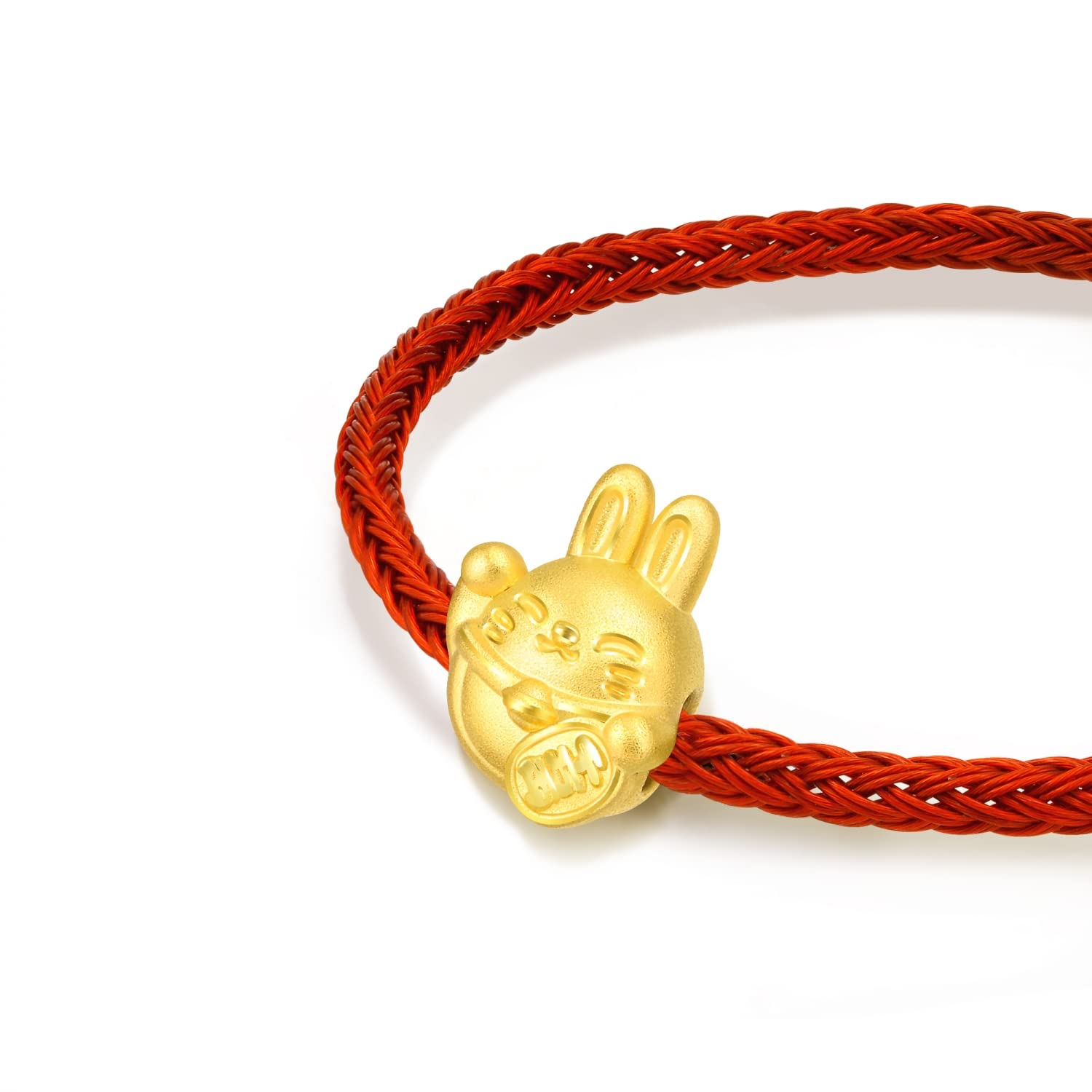 CHOW SANG SANG 999 24K Solid Gold Mini Charm Maneki Usagi Bunny Charm Bracelet for Women 93615C, 93615C-24GG-00