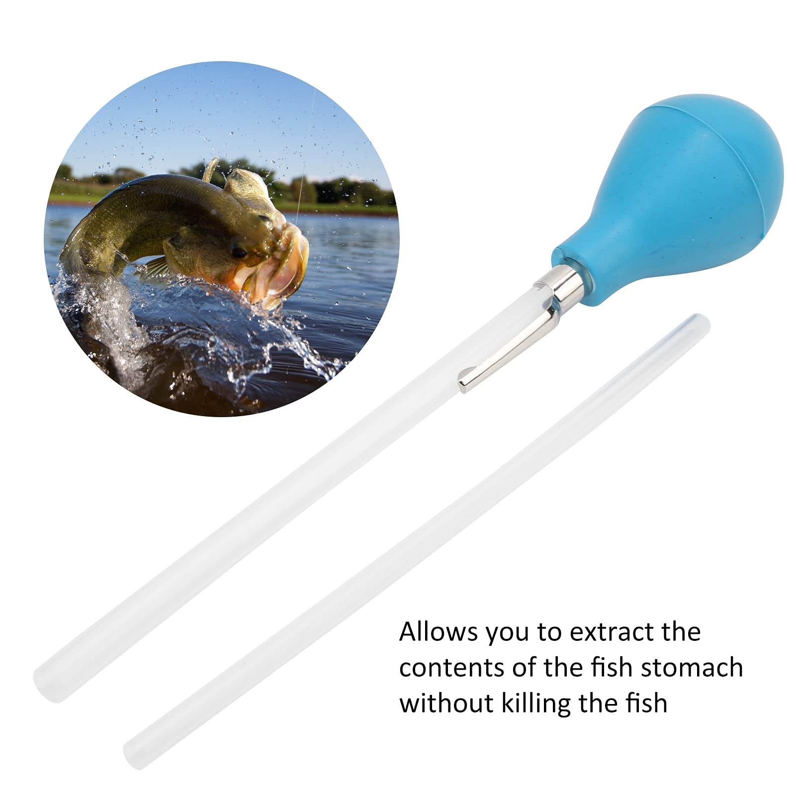 HERCHR Fly Fishing Stomach Pump, 8.1 inch Fly Fishing Stomach Pump Tool with Thin Tube for Outdoor Fishing Sports Accessories