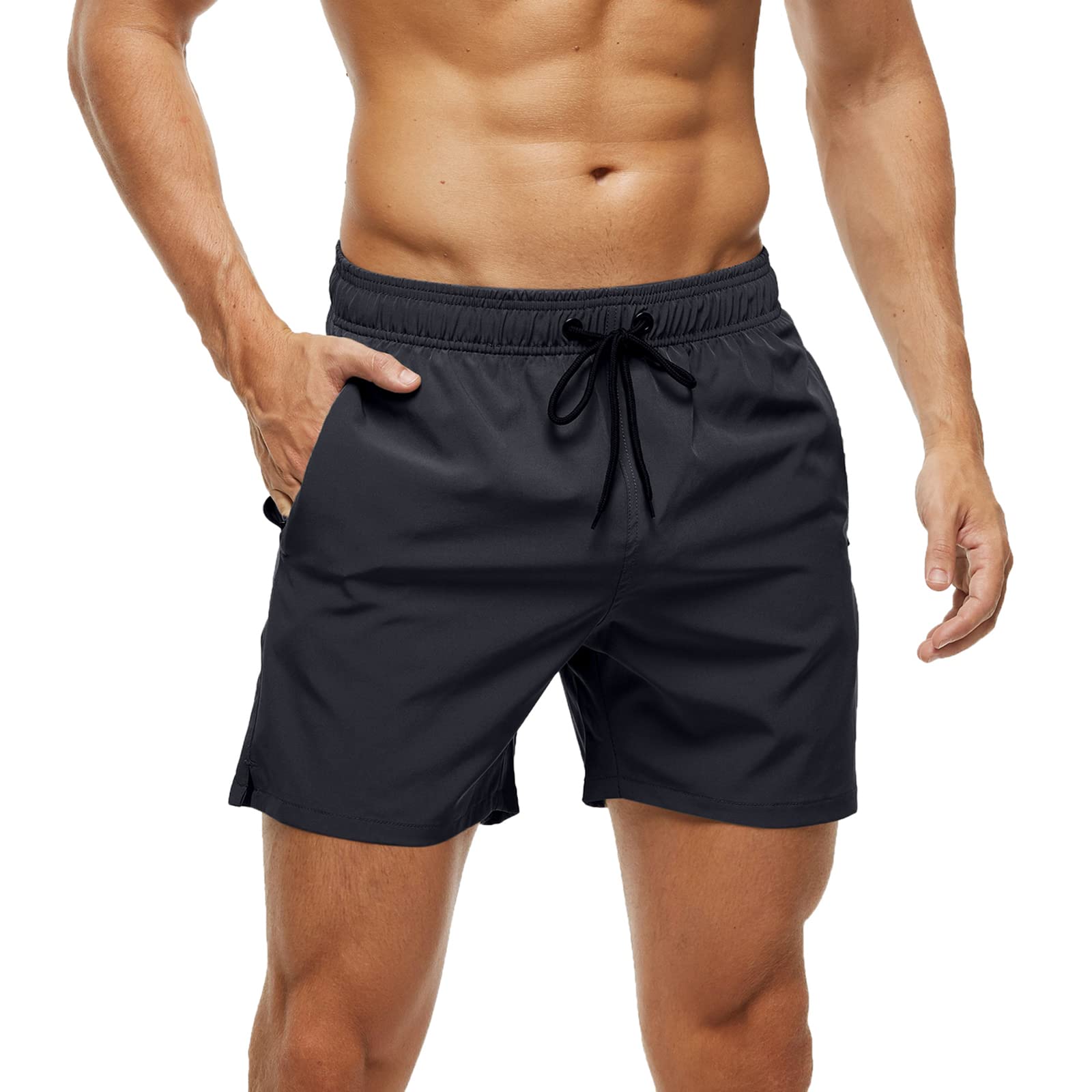 Mens Swimming Trunks Swim Shorts Gym Athletic Workout Running Sports Bike Exercise Golf Tennis Lounge Clothes Casual Summer Beach Board(S, Black)